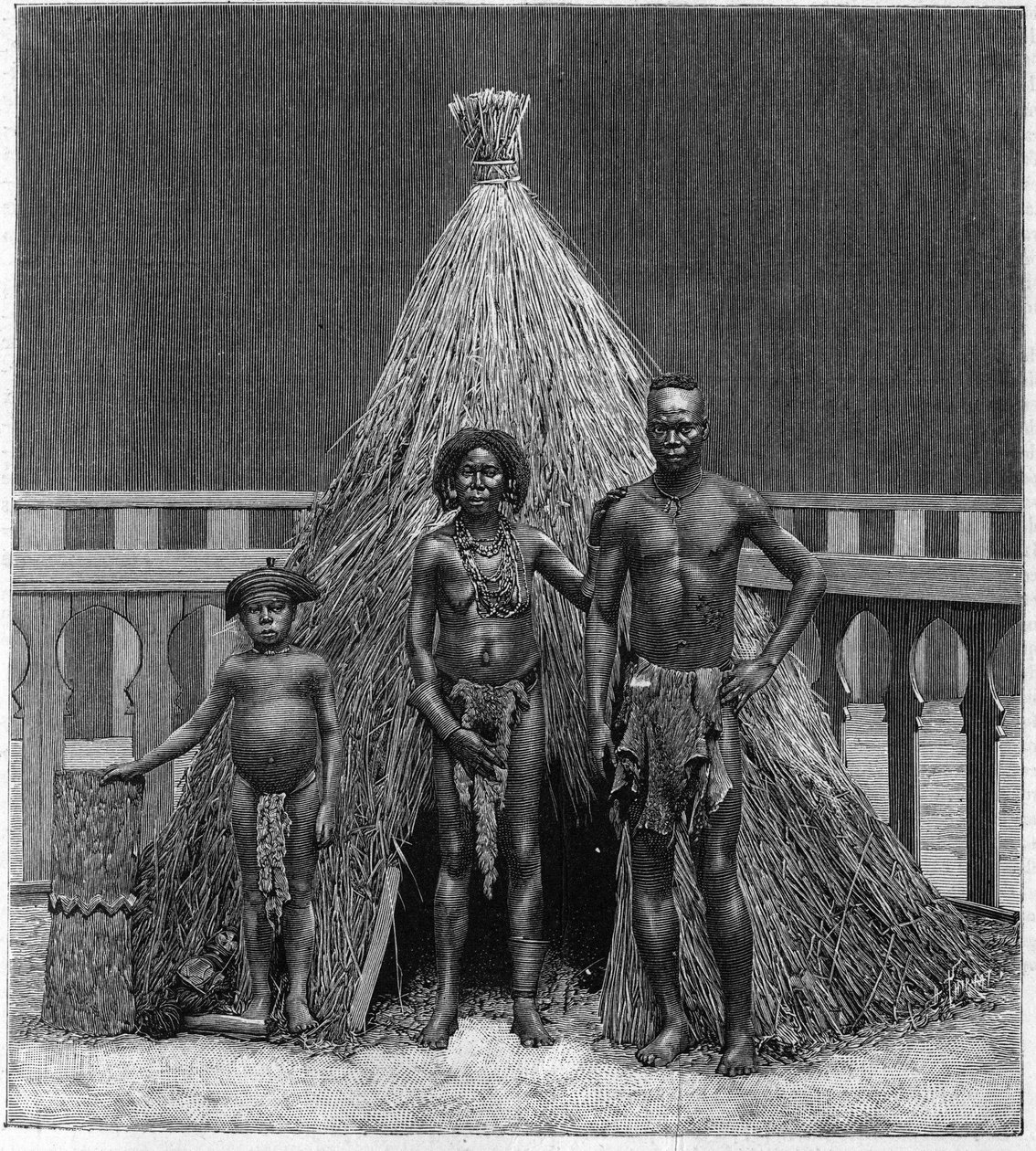 1889年世界博览会期间在巴黎展出的安哥拉剧团的男人、女人和孩子（《人类动物园》）。 作者 法语学校