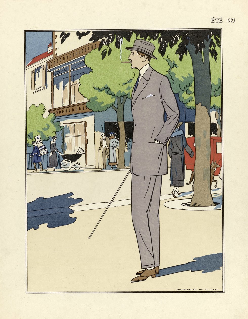 男人装》，马克-吕克著，1923 年出版（pochoir 版画）。1923 年（pochoir 印刷品） 作者 法语学校