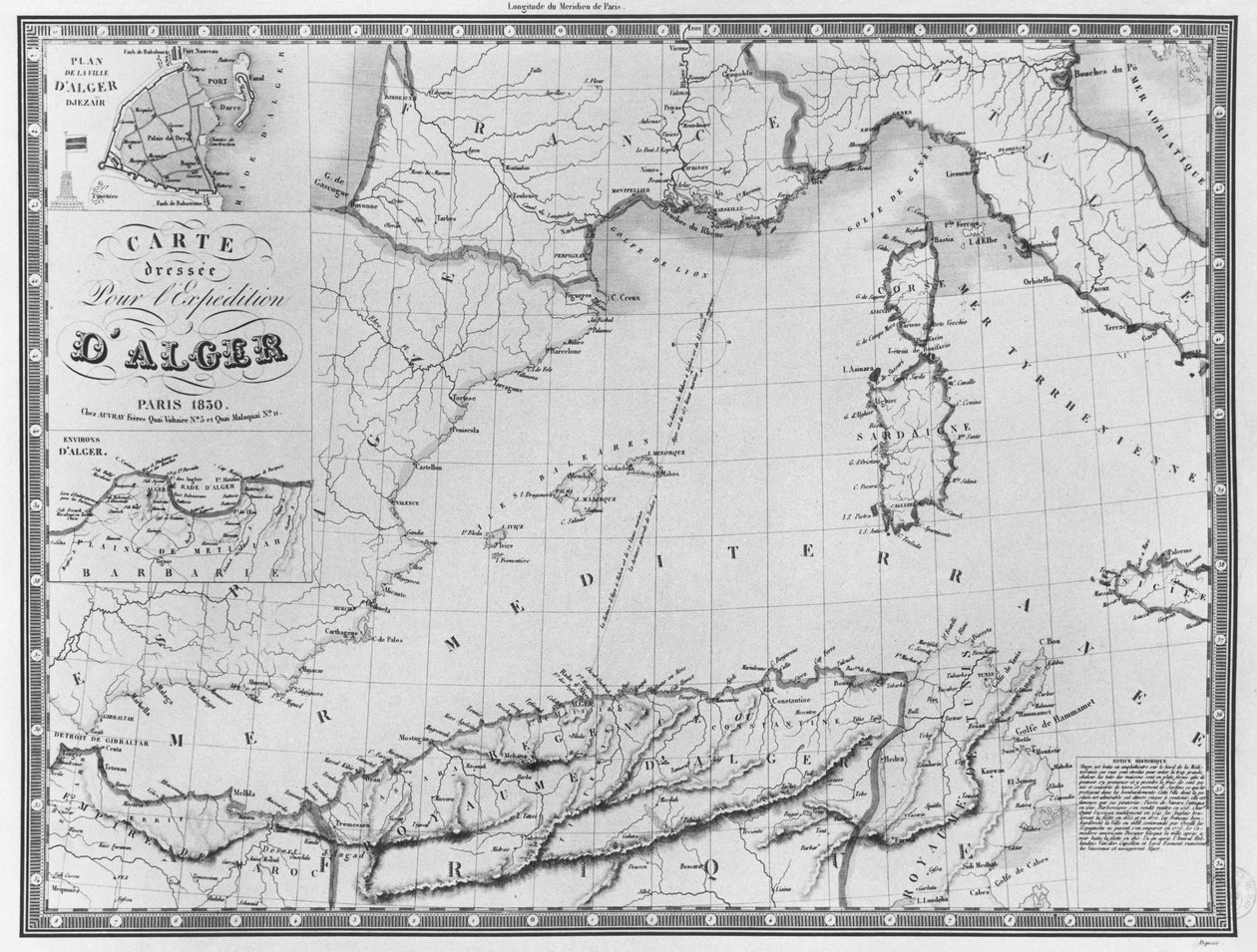 1830年为阿尔及尔探险队绘制的地图 作者 法语学校