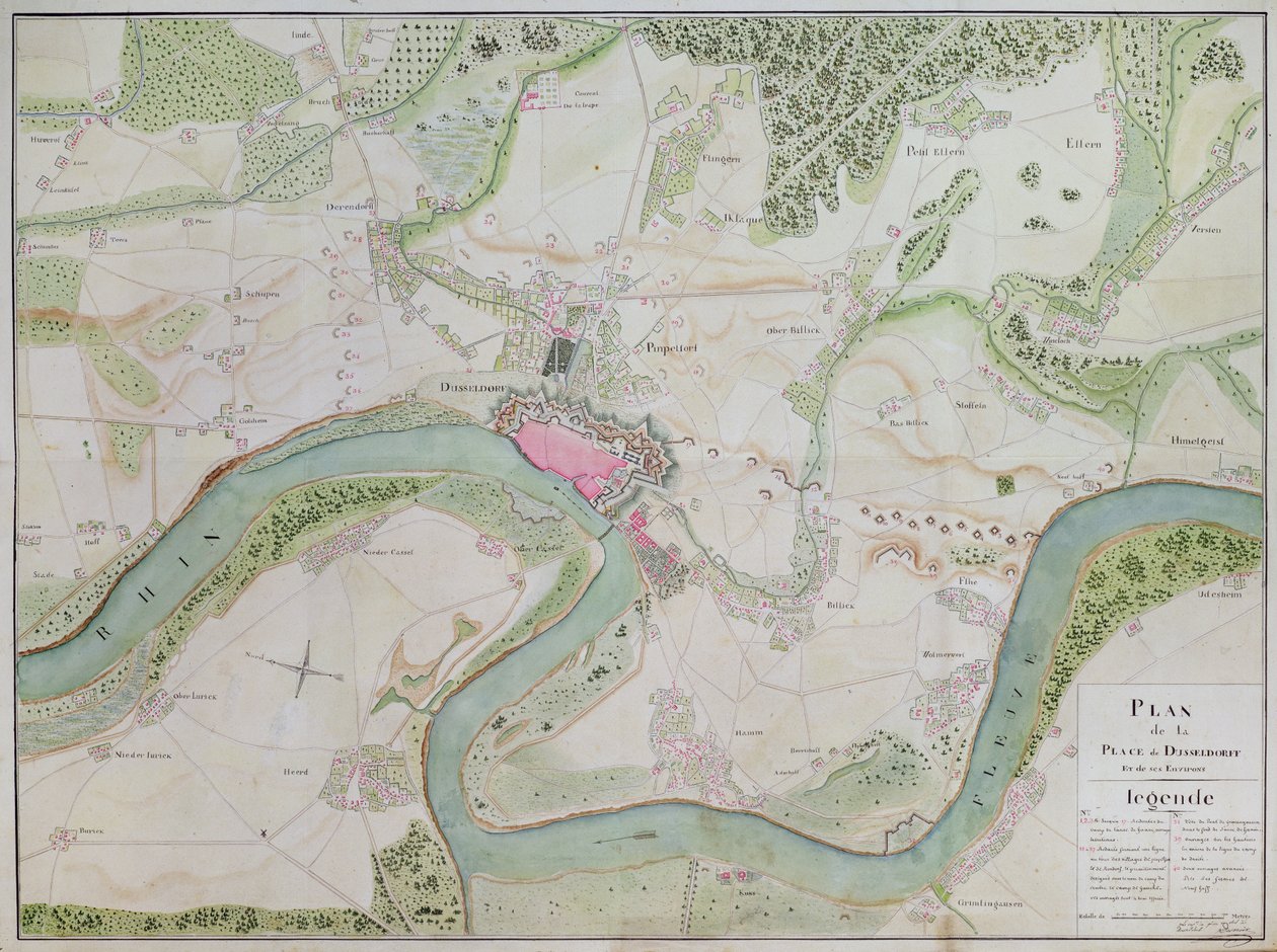 杜塞尔多夫及周边地区地图（纸上钢笔和墨水 作者 法语学校