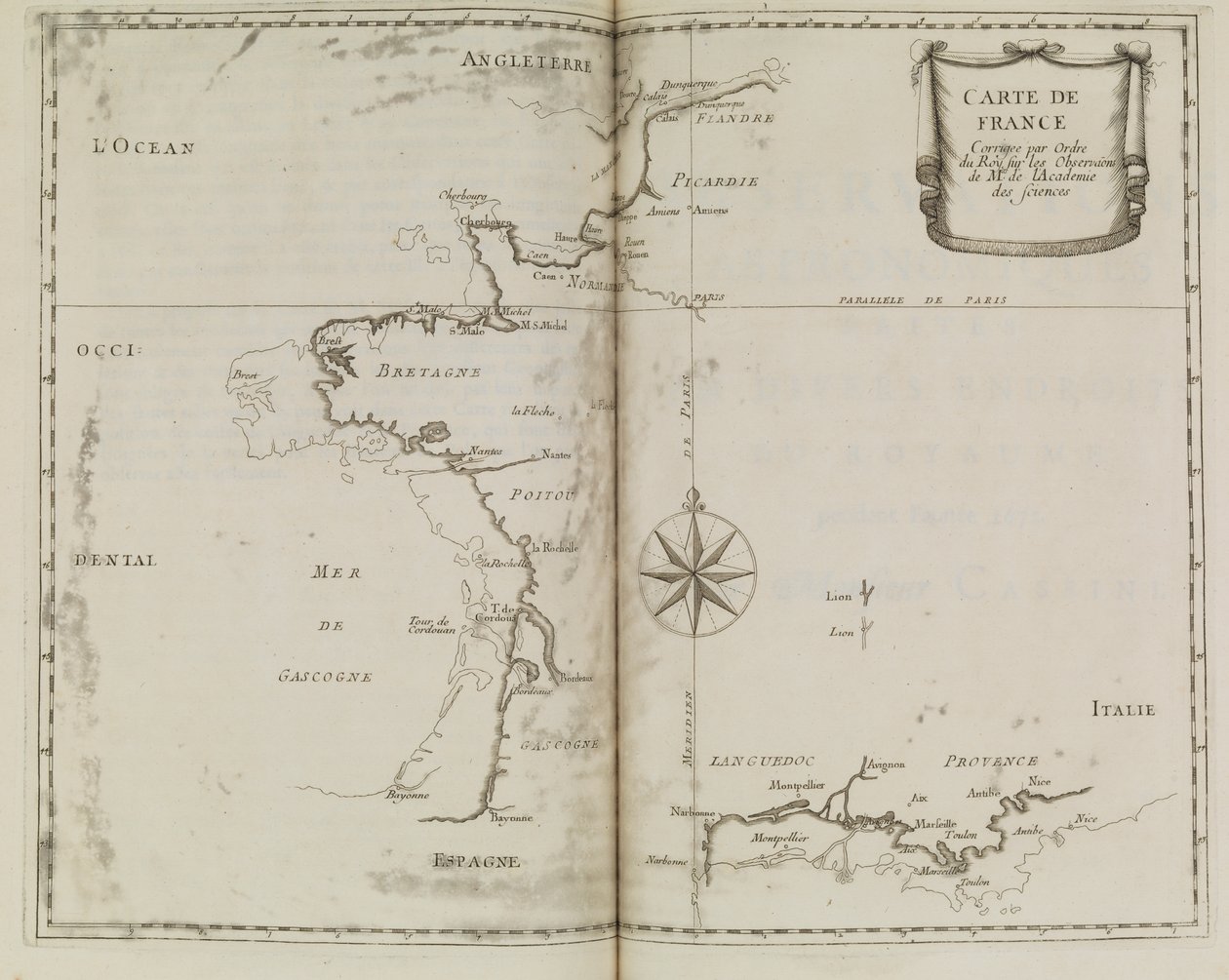 法国地图，约 1693 年（印刷品） 作者 法语学校