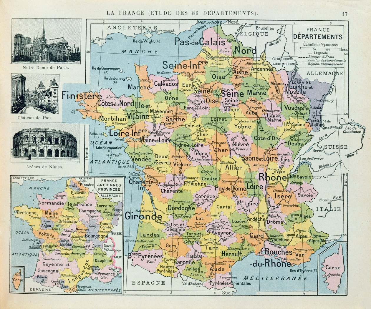 法国地图，c。 1914年 作者 法语学校
