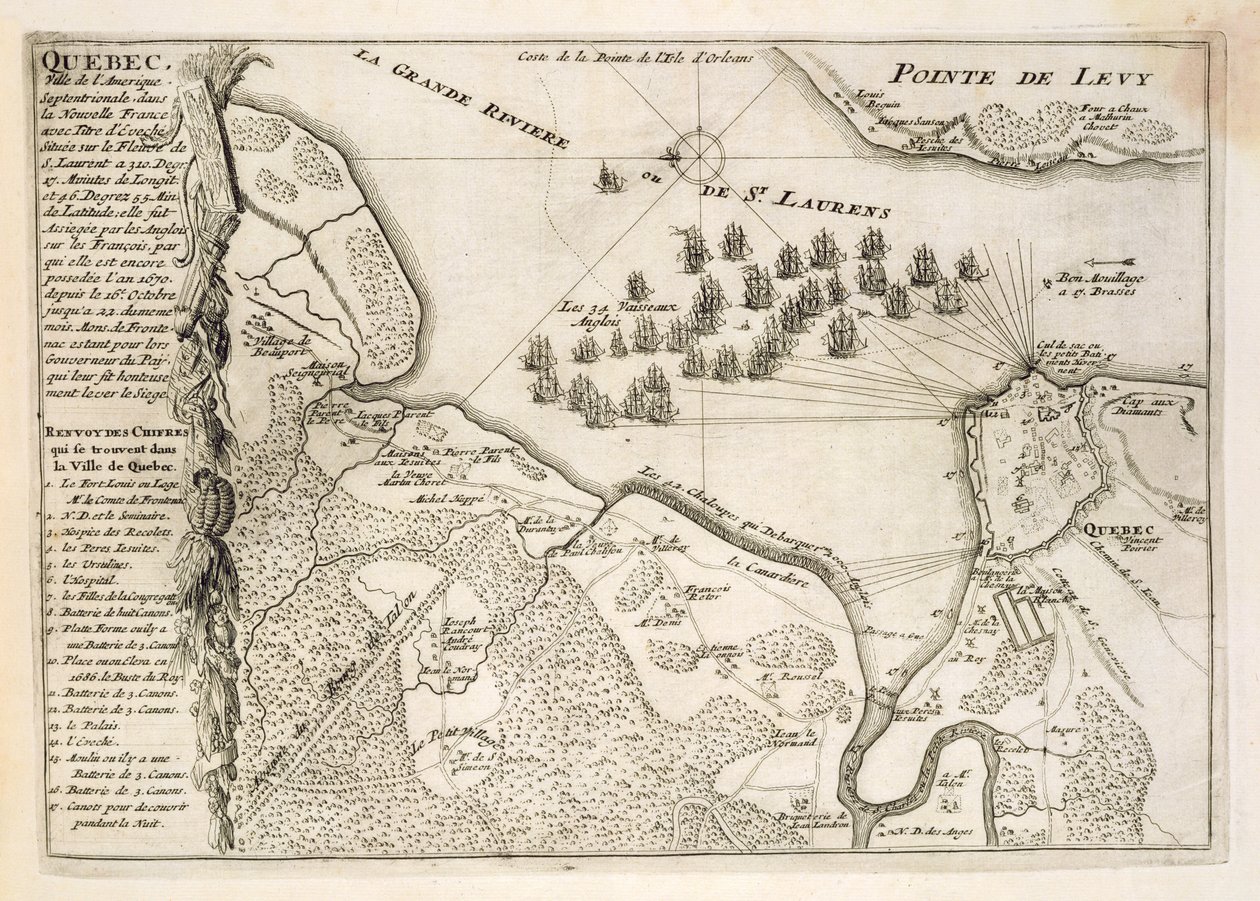 1670年英国舰队的魁北克围城地图 作者 法语学校