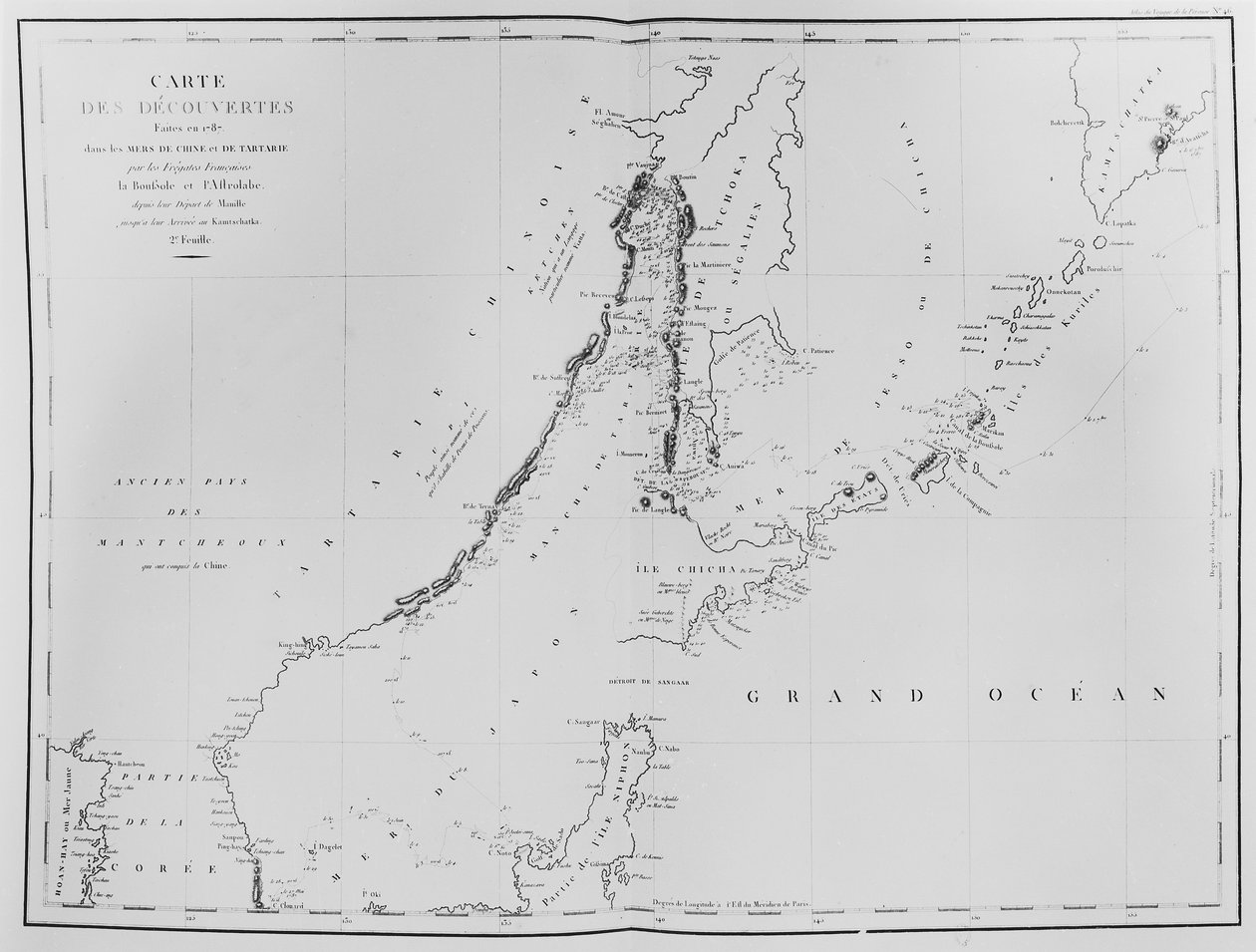 Map of the discoveries made in 1787 in the China Seas and Strait of Tartary by French frigates La Boussole and L