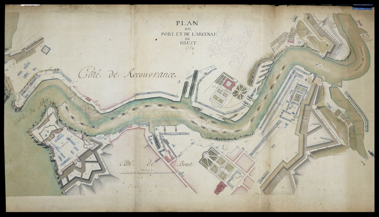 1754 年布雷斯特港口和兵工厂地图。 作者 法语学校
