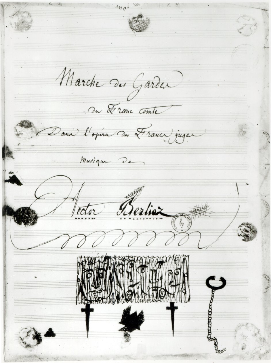 歌剧“弗兰克斯法官”中的“法兰克伯格卫兵三月”，由Hector Berlioz（1803-69）1826年（纸笔墨水） 作者 法语学校