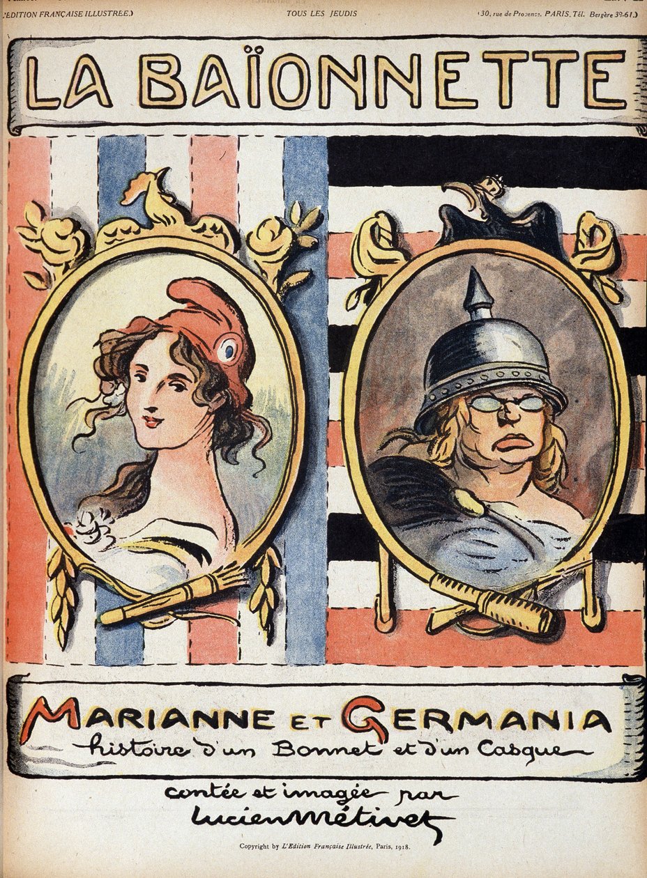Marianne和Germania，一顶帽子和一个头盔的故事--1918年4月18日的 "La Bayonette "中。 作者 法语学校