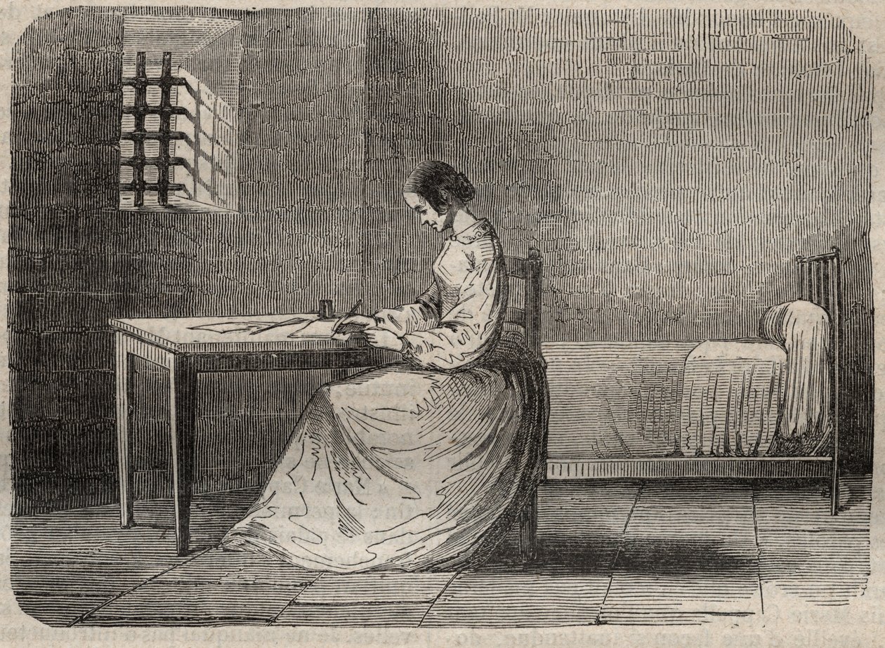 Marie Fortunee Capelle, Marie Lafarge (Madame) (1816-1852) 监狱中的法国罪犯--Armand Fouquier (1817-18?) 1858-1867的 "Causes celebres de tous les peuples "中的版画--私人收藏 作者 法语学校
