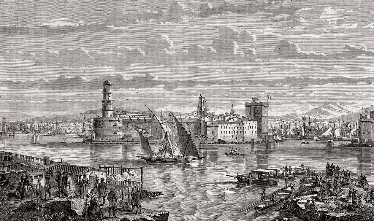 18世纪的马赛，在布列塔尼之后由Pibaraud雕刻，来自Louis Blanc的“法国革命史”（1811-82） 作者 法语学校