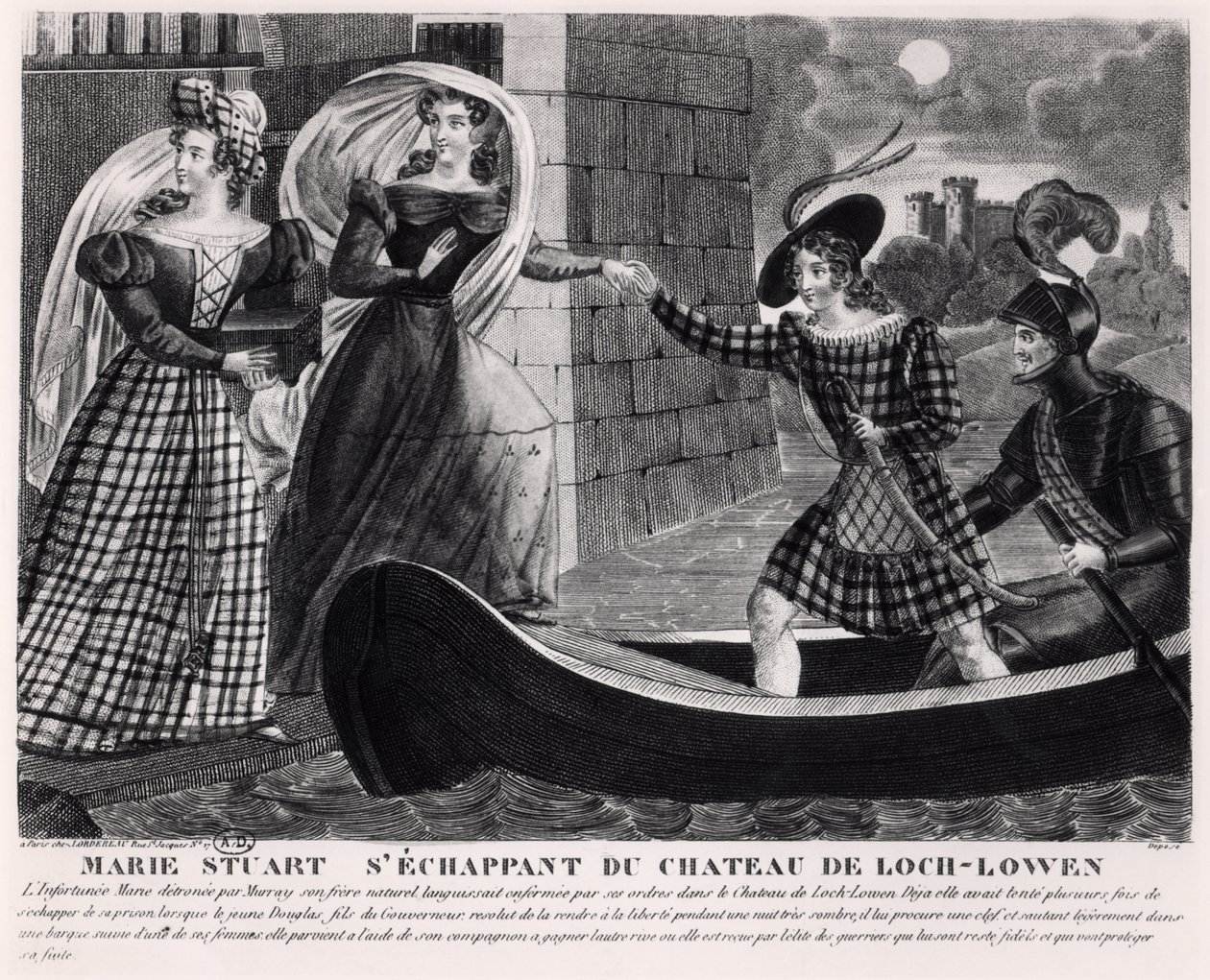 Mary Stuart（1542-87）逃离Loch Leven城堡 作者 法语学校