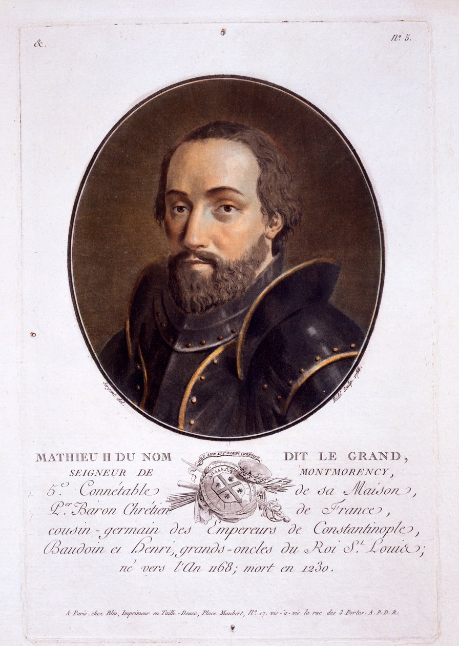 Mathieu II de Montmorency，来自伟大的男人肖像，杰出的女性和来自法国的难忘话题，出版于1787-92 作者 法语学校