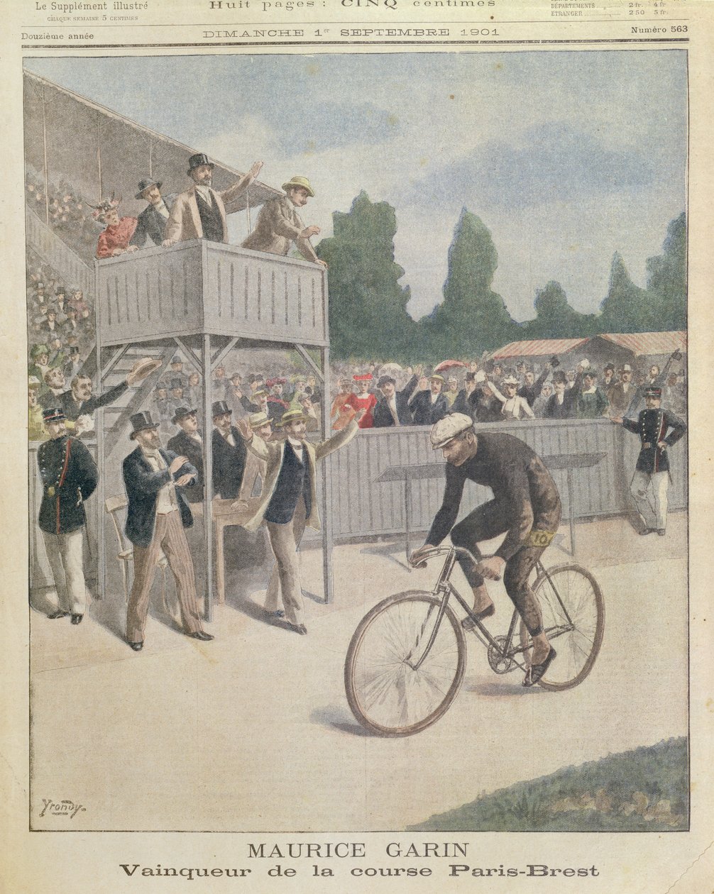 Maurice Garin（1871-1957）巴黎布雷斯特种族冠军，来自Le Petit Journal，1901年9月1日 作者 法语学校