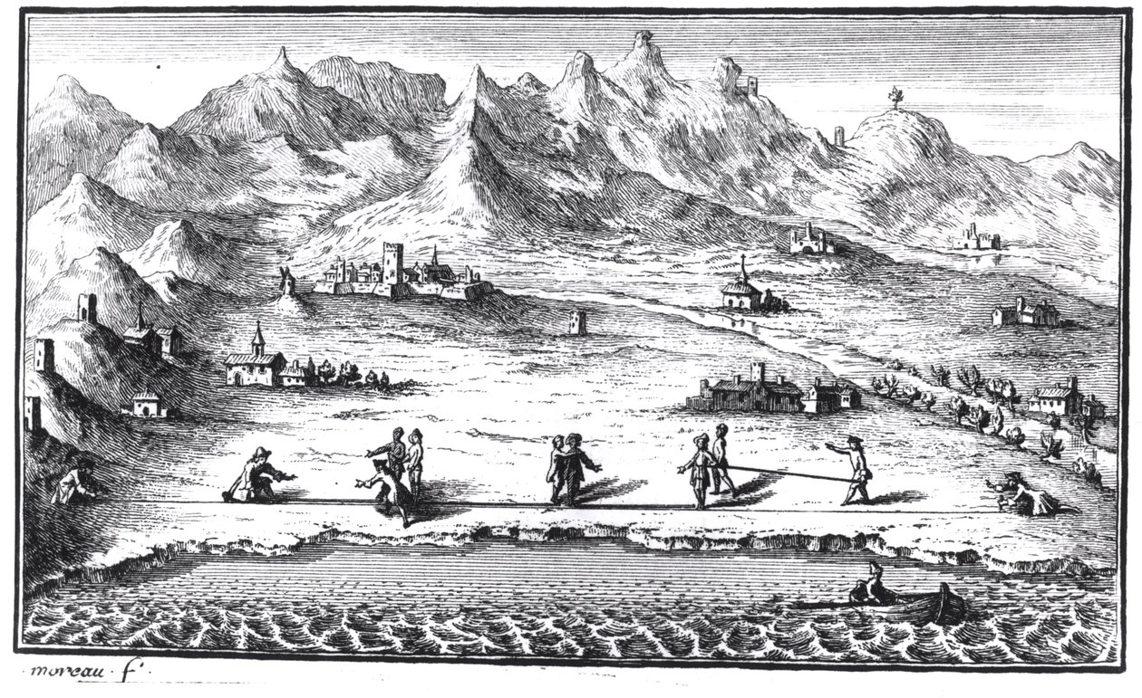 测量Meridian，来自La Meridienne de Paris的插图由Cesar-Francois Cassini de Thury，1744 作者 法语学校