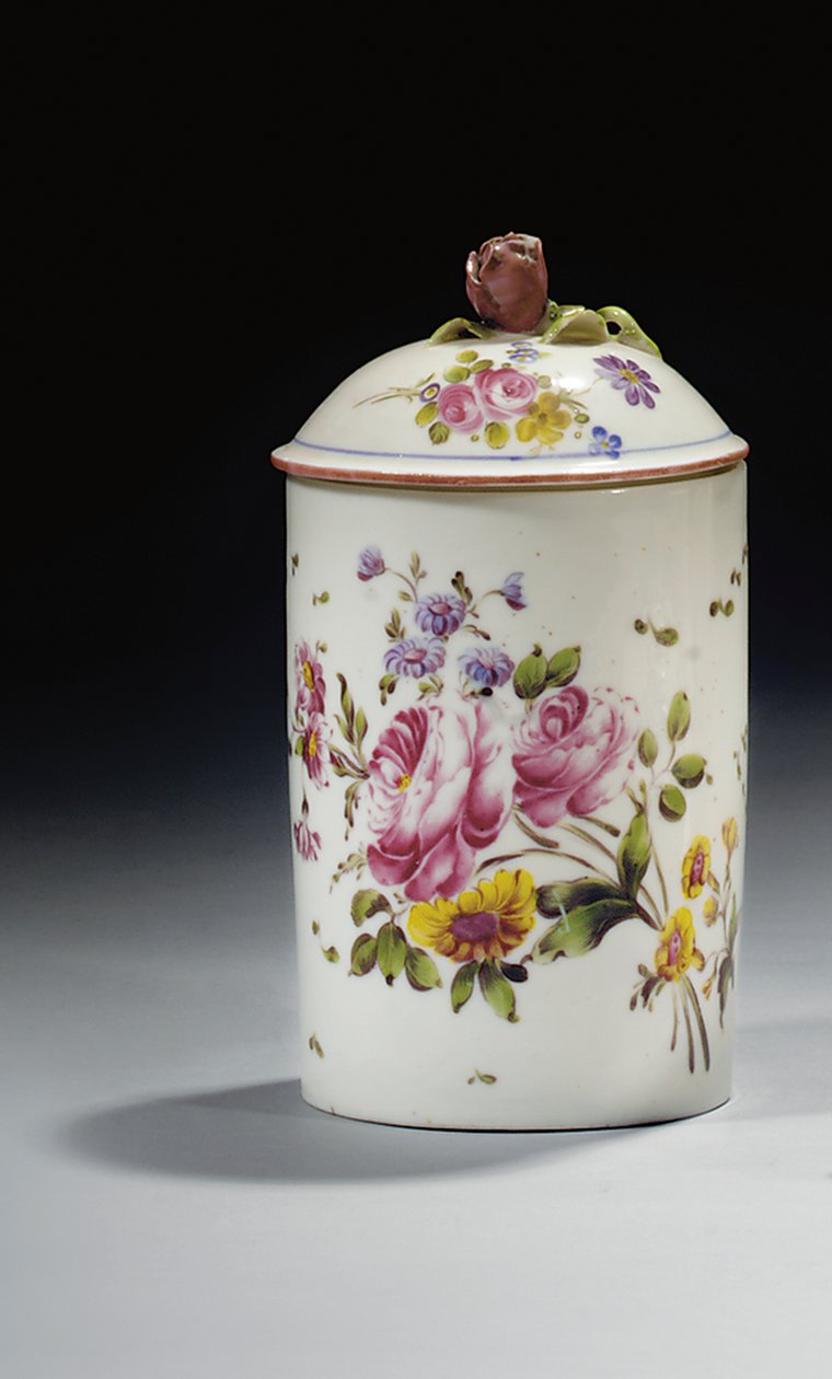 Mennecy软膏罐和盖子，约1750-70年 作者 法语学校