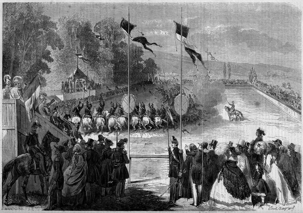 Military carousel executed by the students of Saint Cyr (Saint-Cyr). Morbihan (56), 31 August 1861.Engraving in “” Le Monde Illustré”” n°230 of 7 September 1861. 作者 法语学校
