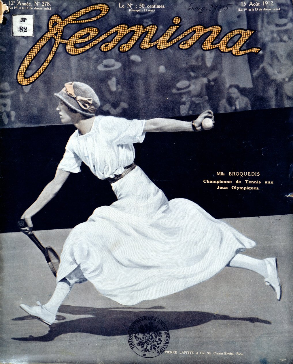 Broquedis女士，奥林匹克网球冠军，Femina封面，第278期，1912年8月15日（彩色照片） 作者 法语学校