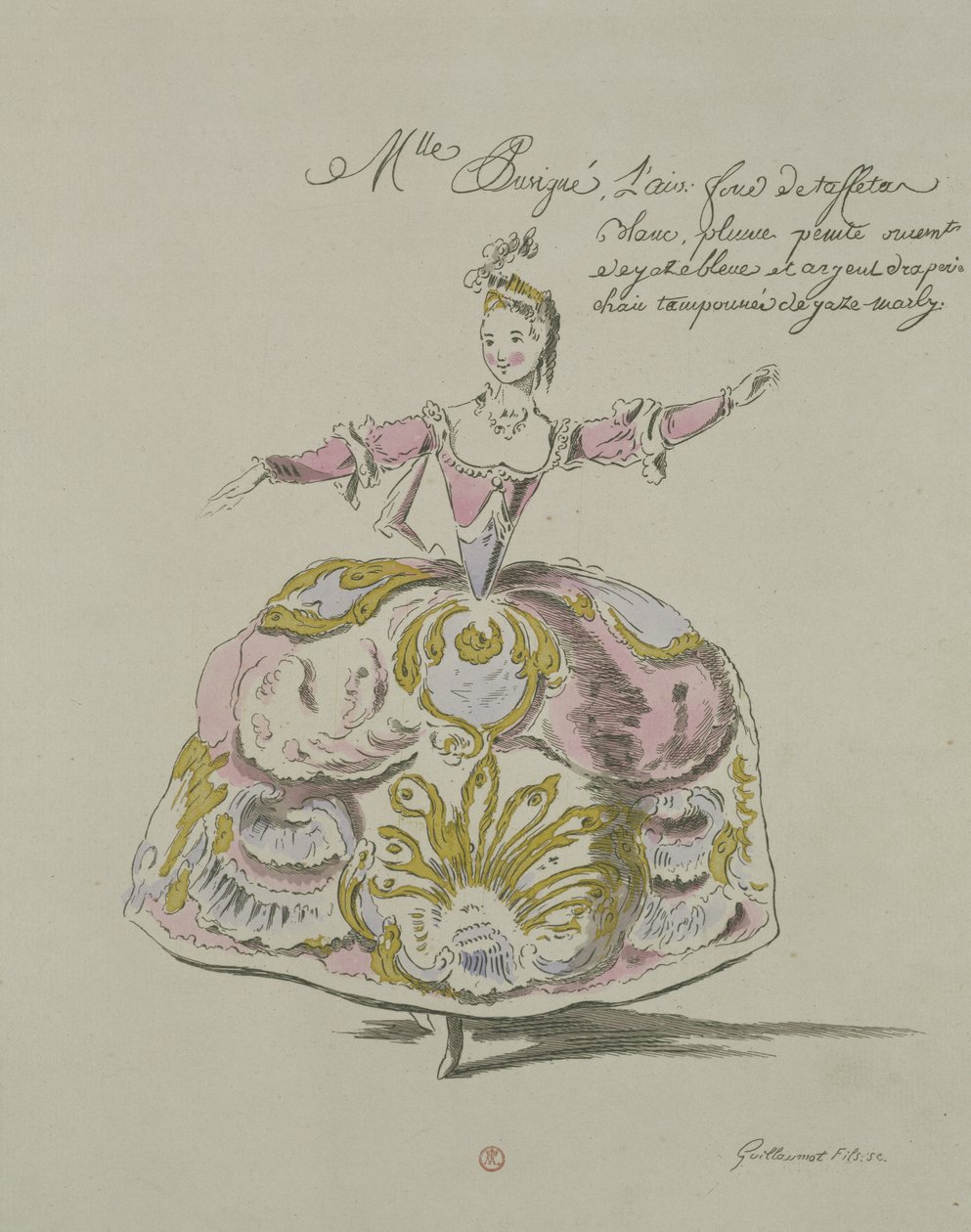 Puvigne小姐作为Air，在Zoroastre，Cahusac的剧本，由Jean-Philippe Rameau（1683-1764）传真由A. Guillaumot Fils，1749（彩色雕刻） 作者 法语学校