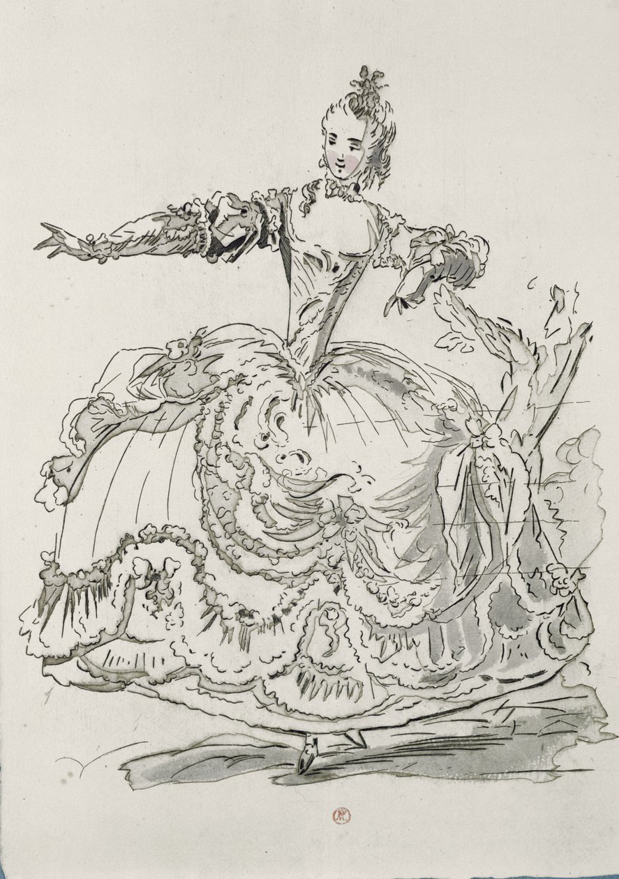 Puvigne小姐作为活雕像，在Pigmalion，由Lamotte创作的歌词，由Jean-Philippe Rameau（1683-1764）1748（彩色版画）组成 作者 法语学校