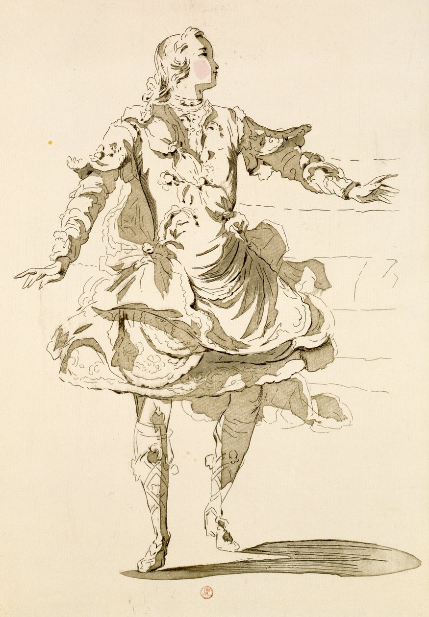 作为Pigmalion的杰里奥特先生，在Pigmalion，由Lamotte创作的歌词，由Jean-Philippe Rameau（1683-1764）1748（彩色版画）组成 作者 法语学校