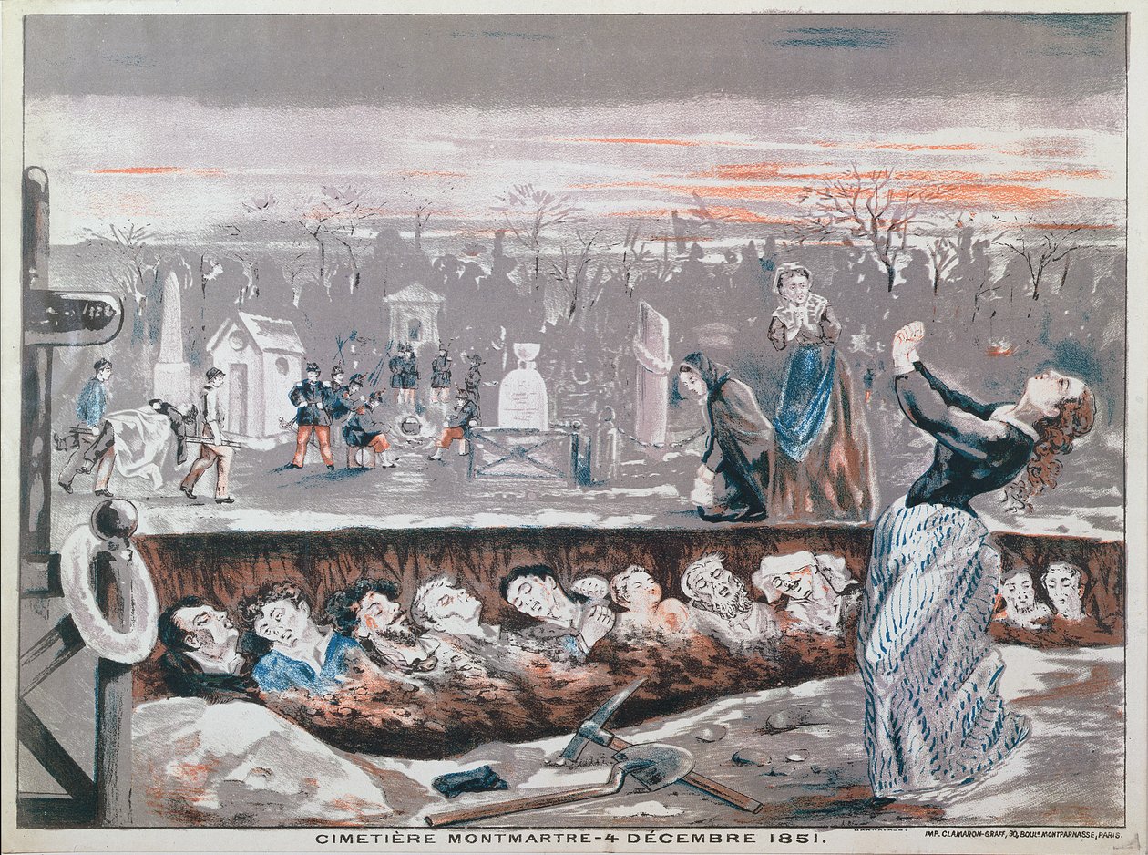 蒙马特公墓，1851 年 12 月 4 日（彩色石版画） 作者 法语学校