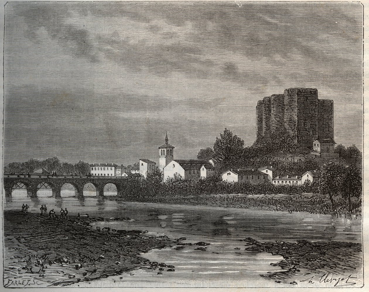 罗纳-阿尔卑斯大区卢瓦尔省的蒙特隆莱班（Montrond-les Bains）--V.-A.所著《法国图解：地理、历史、统计管理》中的雕刻。Malt-Brown著。1884 作者 法语学校