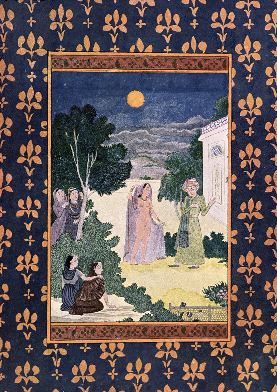 美丽的月亮，阿拉伯之夜的插图，1895年（彩色雕刻） 作者 法语学校