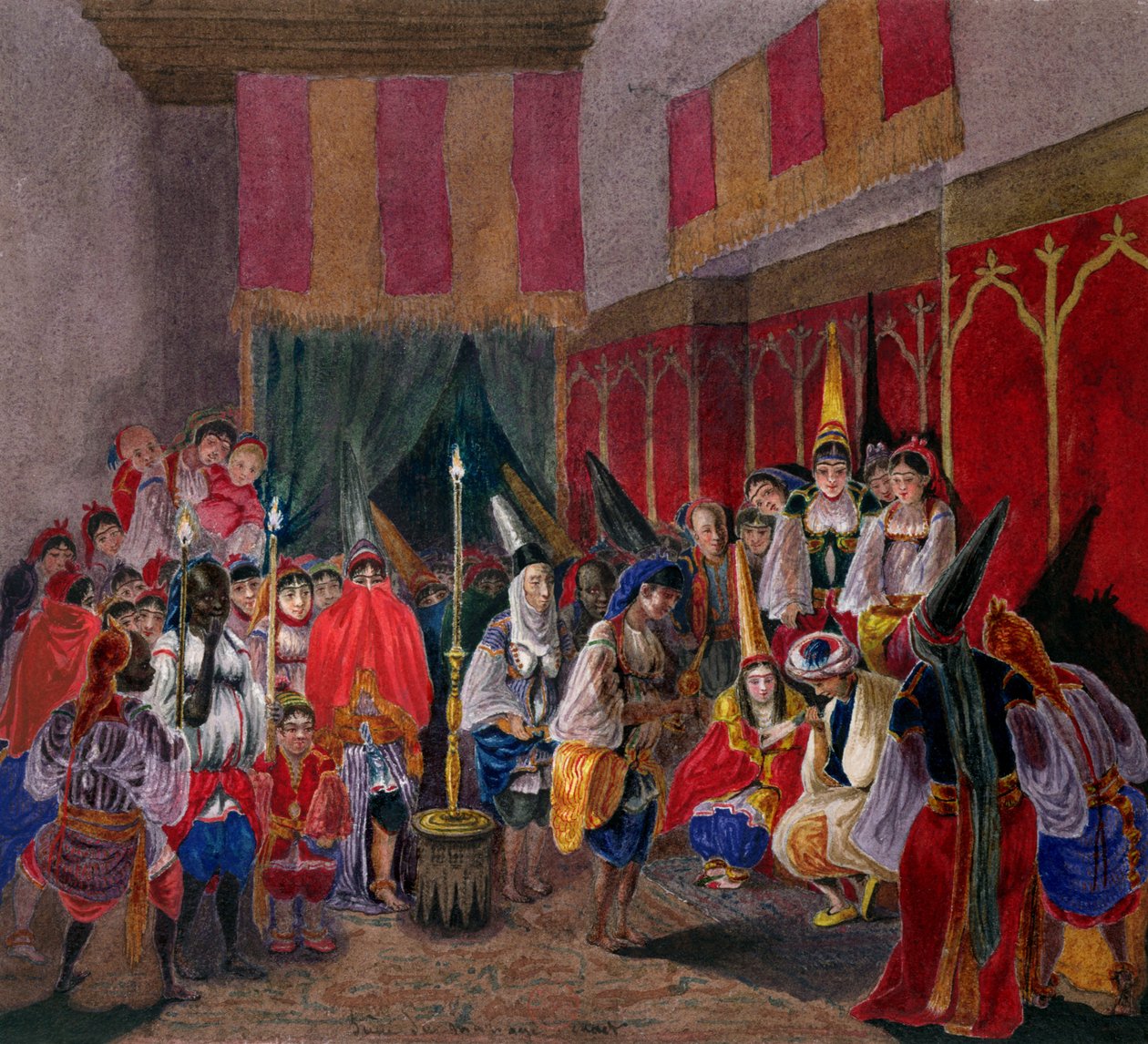 阿尔及利亚的摩尔婚礼，1840  -  45年（纸上写着） 作者 法语学校