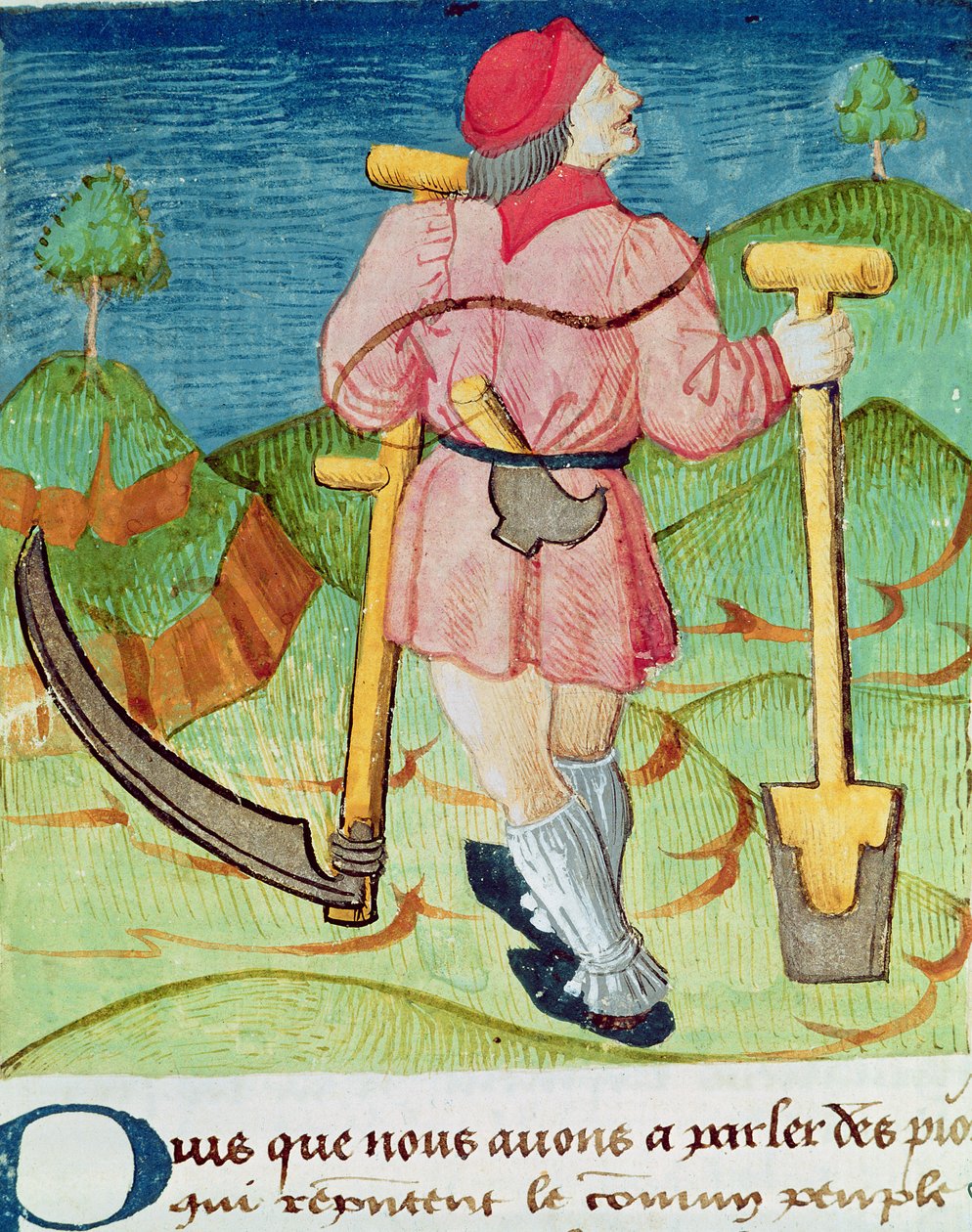 Ms.3066 fol.39v来自道德失败之书的劳动者，Jacques de Cessoles 作者 法语学校