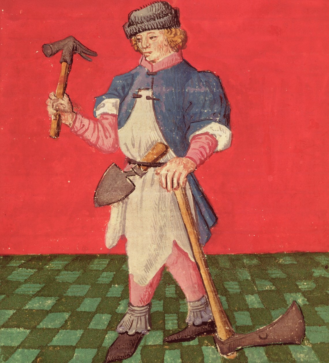 Ms.3066 fol.42 v The Blacksmith，来自Jacques de Cessoles的The Chess Moralises 作者 法语学校