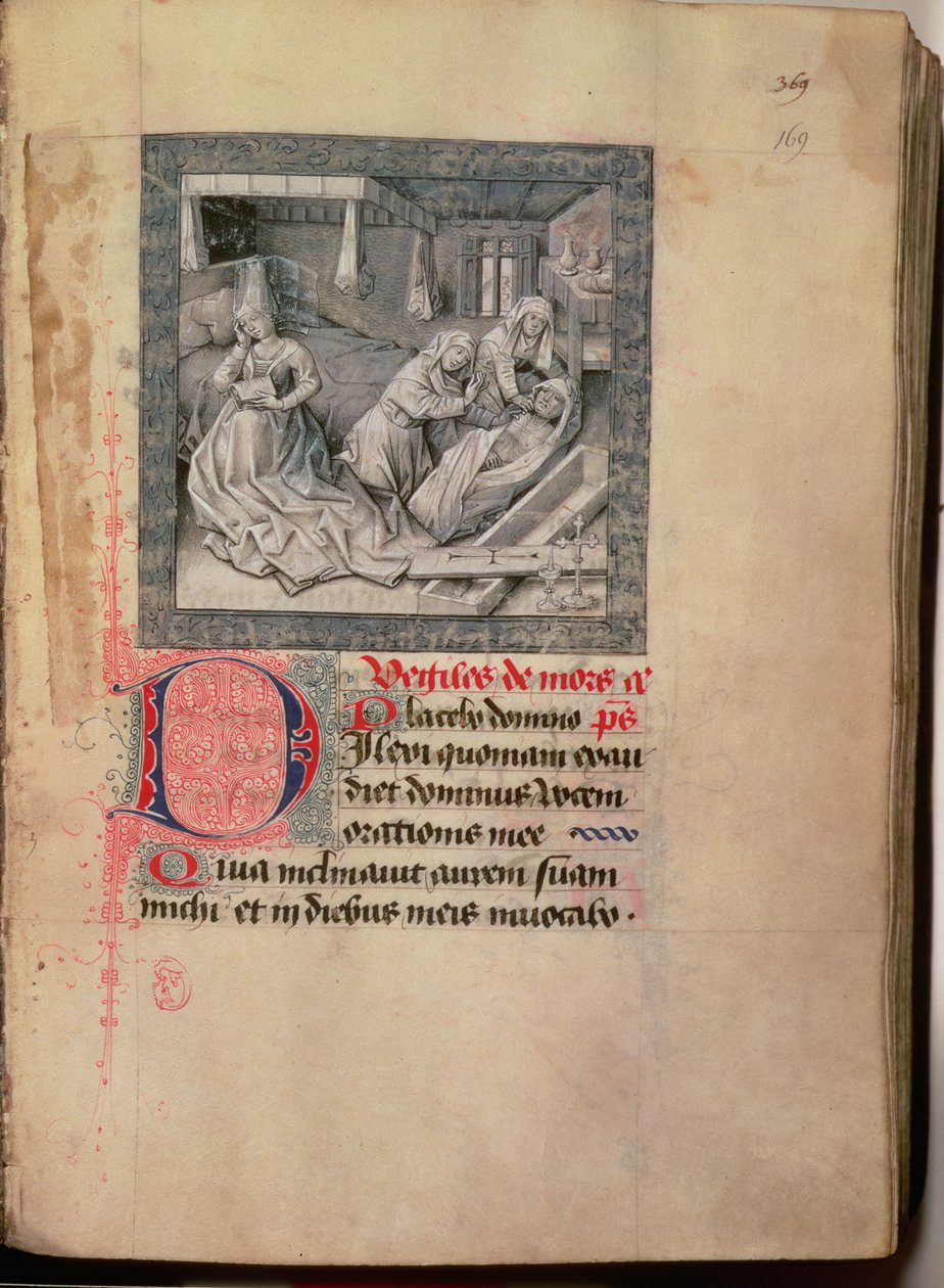 Ms.66 f.2 fol.169r死亡，拘禁和埋葬，来自勃艮第公爵的时间1454-55 作者 法语学校