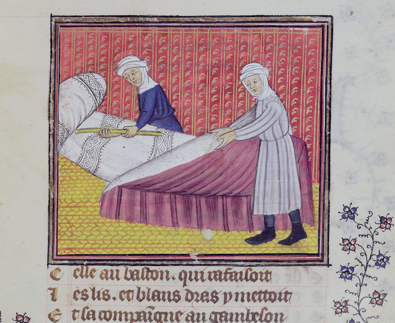 1130女士，8300贞洁和贫穷的床铺，来自Guillaume de Digulleville的Le Roman des Trois Pelerinages 作者 法语学校