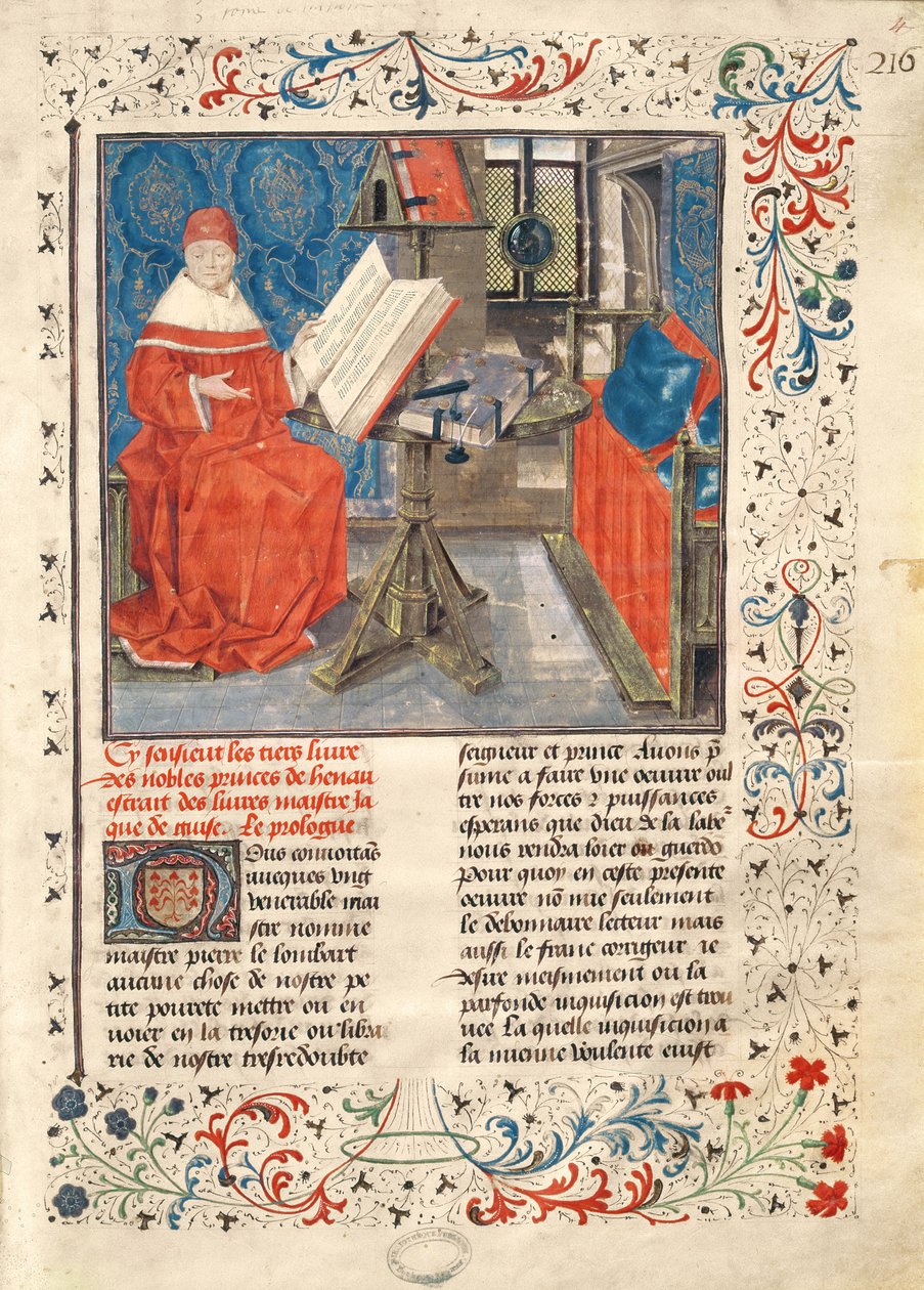 女士149 t.1 fol.4作者的肖像，来自埃诺斯·德·吉斯的贵族王子历史 作者 法语学校
