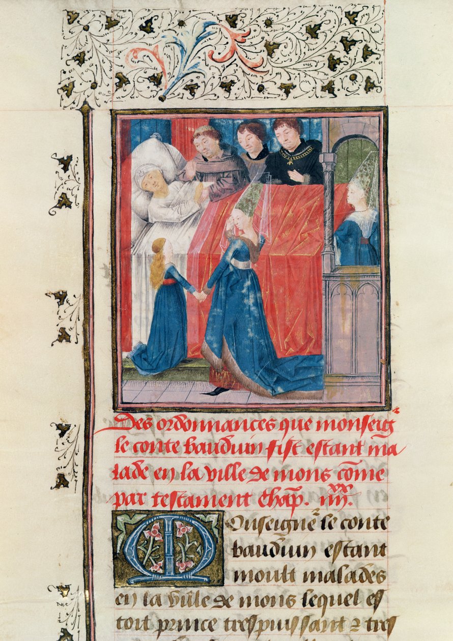 女士149 t.3 fol.163 Hainault的Baldwin V伯爵的最终疾病 作者 法语学校