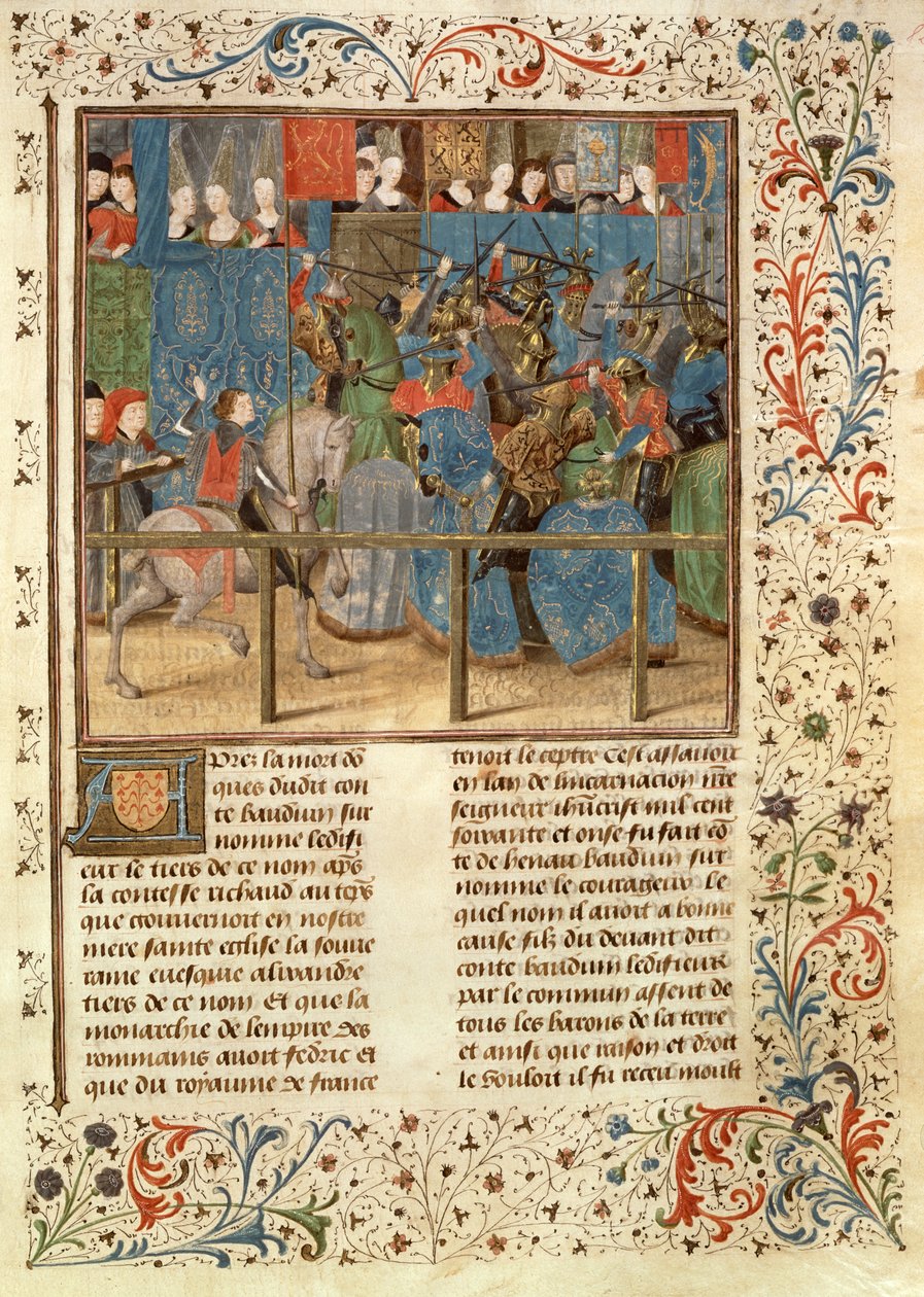 女士149 t.3 fol.82一场比赛场景，来自埃诺斯德吉斯贵族王子的历史 作者 法语学校
