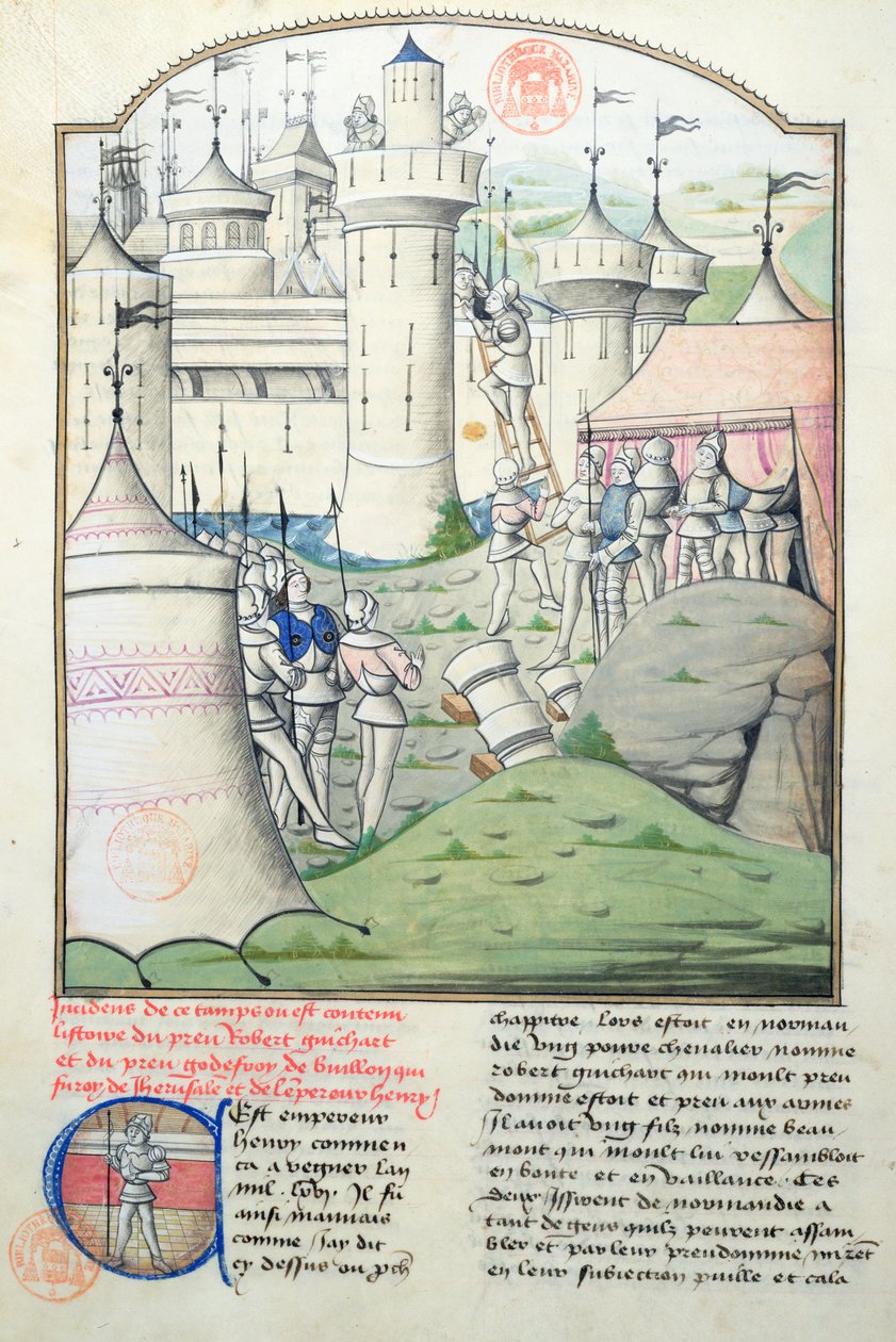 1099年Godfrey de Bouillon夺取耶路撒冷1560号女神和第一次十字军东征中的十字军，来自Fleur des Histoires的缩影 作者 法语学校