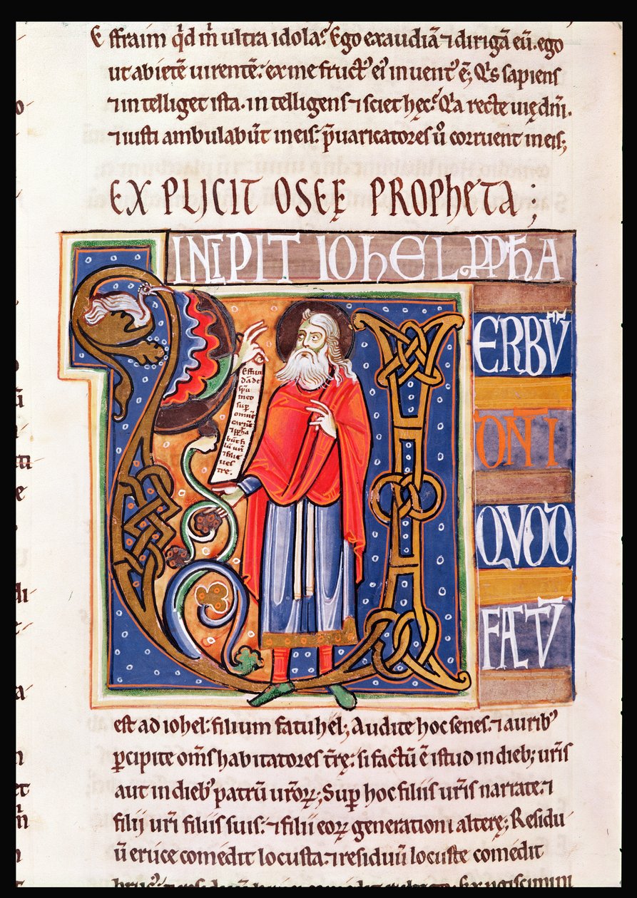 Ms 1 fol.193v历史上最初的U描绘了Souvigny圣经中的Joel 作者 法语学校