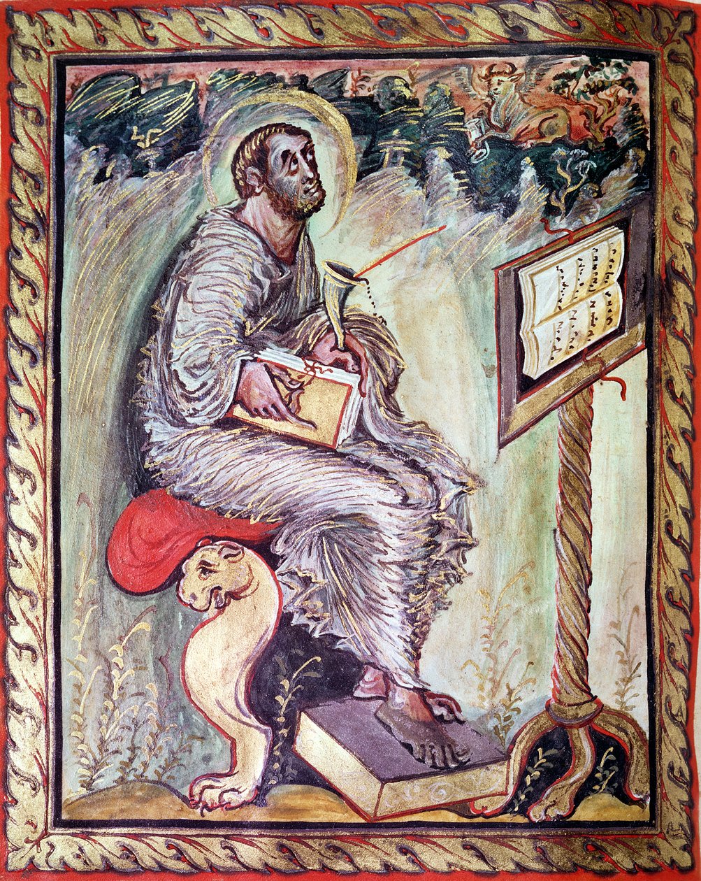 来自Ebbo Gospels的女士1 fol.90v St. Luke，c.816-835 作者 法语学校
