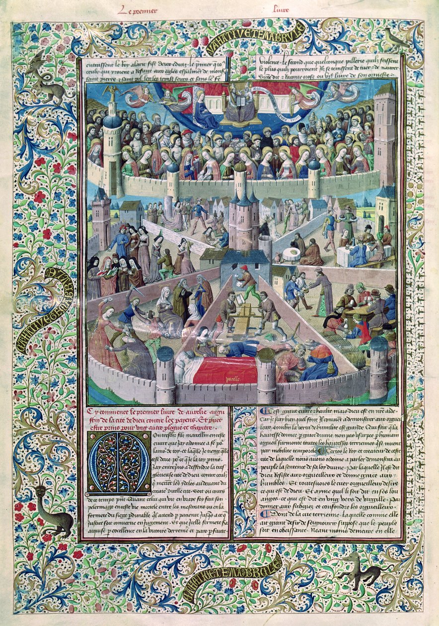246岁女性地球上的恶习与美德，来自Hippo的St. Augustine的De Civitate Dei（354-430） 作者 法语学校