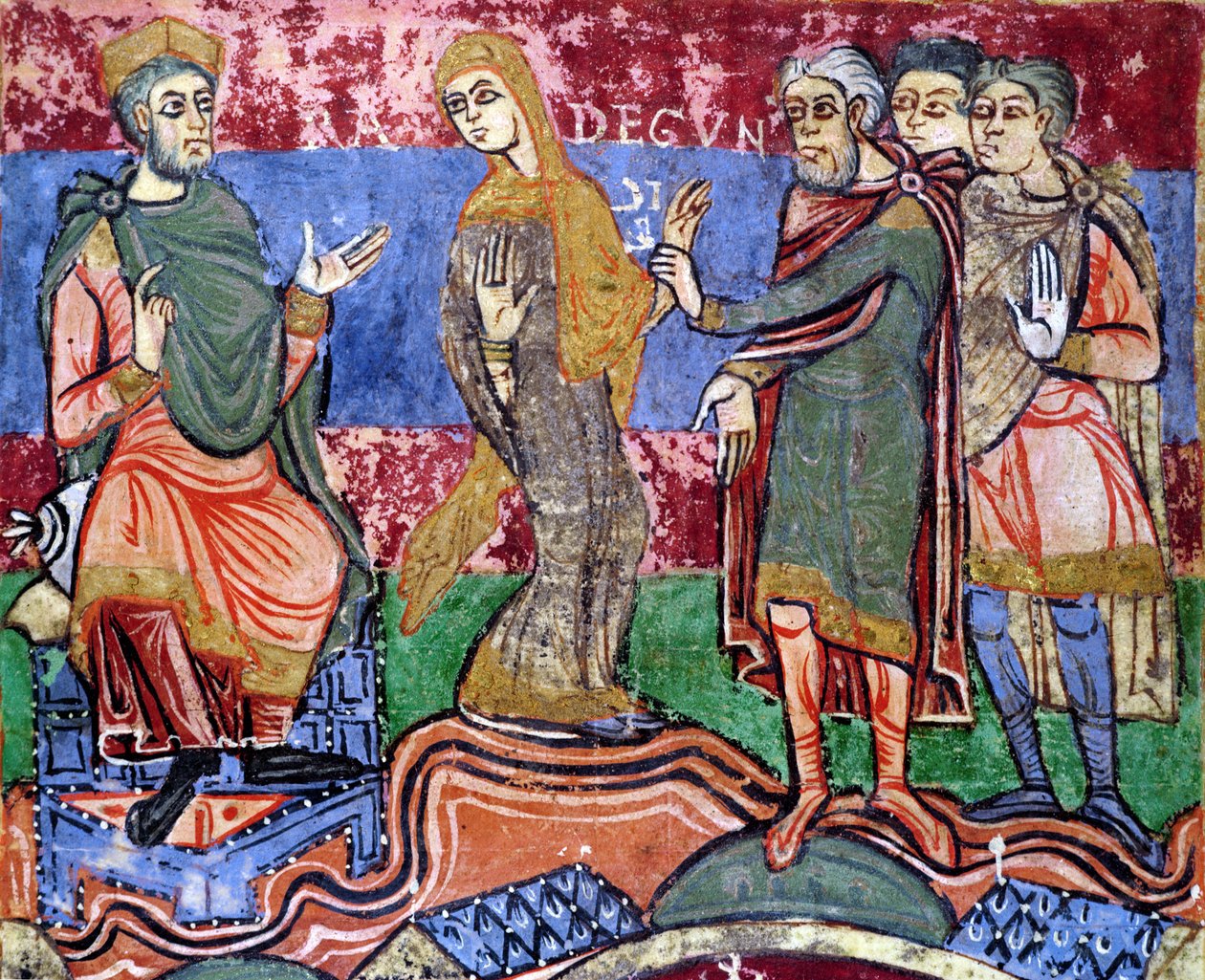 女士250 f.24r St. Radegund（518-87）领导Clothar I（497-561）来自圣拉德贡生活 作者 法语学校