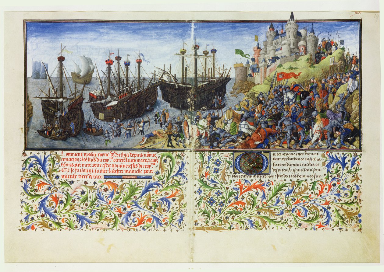 2617女士亚马逊城堡被来自La Teseida的雅典公爵特修斯围困，由Giovanni Boccaccio（1313-75）1340-41围困 作者 法语学校