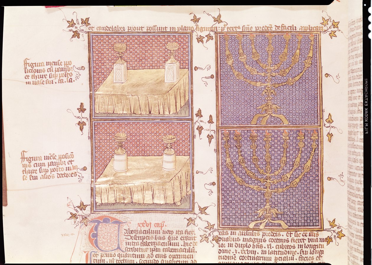 290 Tome女士1 f.89v产品和烛台，来自Nicolas de Lyre的Postilles sur la Bible 作者 法语学校