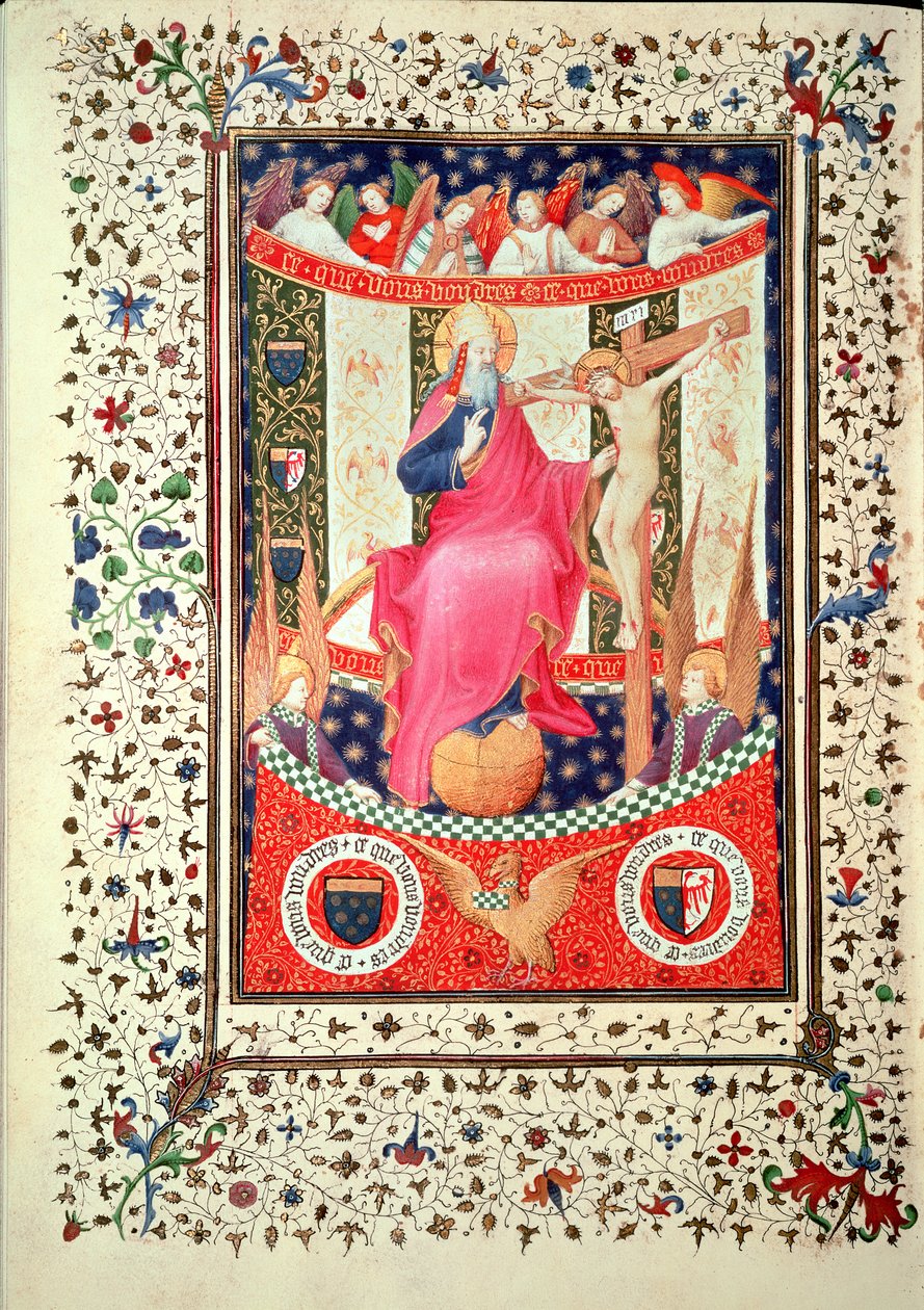 女士2 f.18v三位一体，来自Boucicaut Hours，c.1410 作者 法语学校