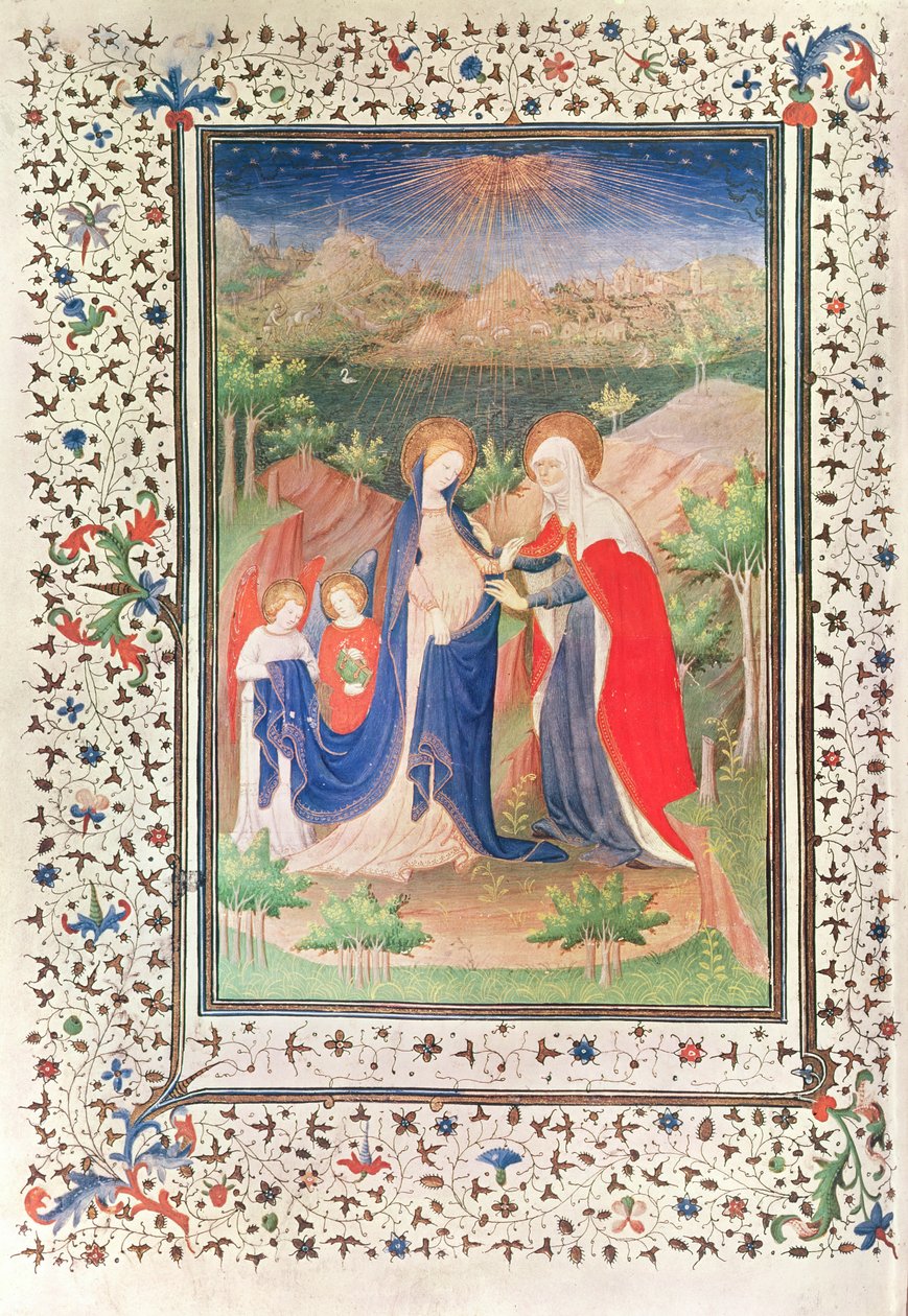 Ms 2 fol.65v The Visitation，来自Boucicaut Hours，c.1410 作者 法语学校