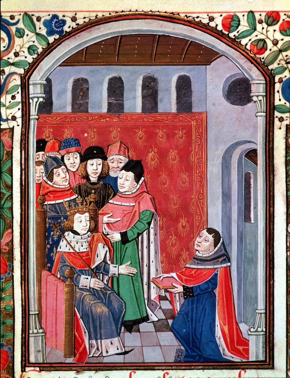 女士让Menng 3045 fol.1（1240年至1305年）由波伊提乌从哲学的慰藉提供他的翻译菲利普勒贝尔（1268年至1314年） 作者 法语学校
