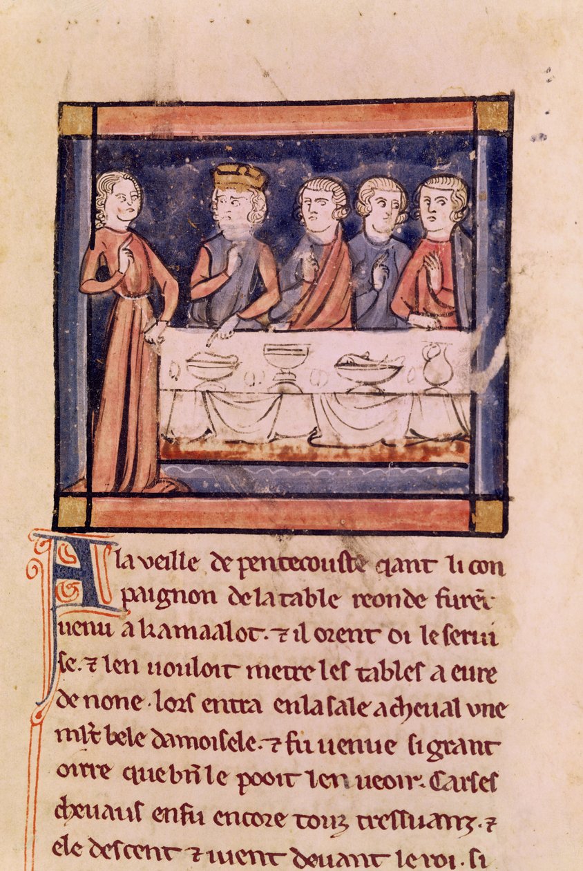 女士3347 fol.214五旬节前夕......，来自Messire Lancelot du Lac 作者 法语学校