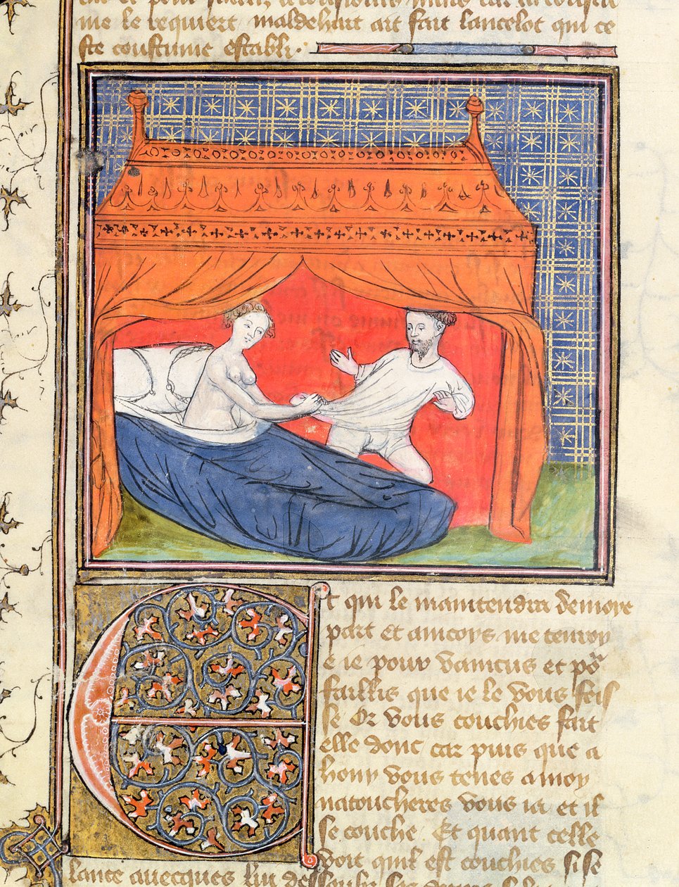 3480 Lancelot女士试图逃离Livre de Messire Lancelot du Lac的床上一名女子 作者 法语学校
