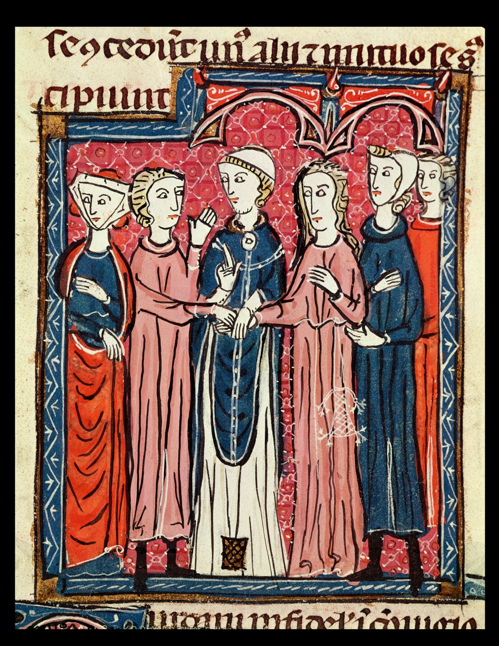 Ms 372 fol.153 A Marriage，来自Decrets de Gratien 作者 法语学校