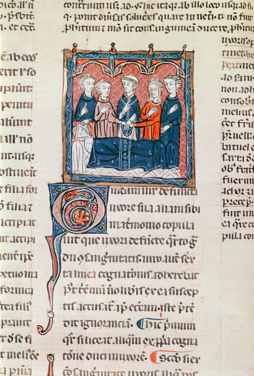 Ms 372 fol.243 W夫的婚姻，来自Decrets de Gratien 作者 法语学校
