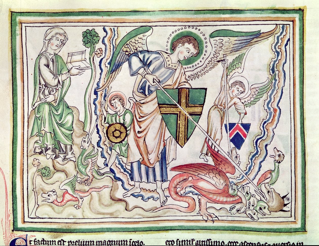 女士422 fol.47v圣迈克尔从天启开始杀死龙 作者 法语学校