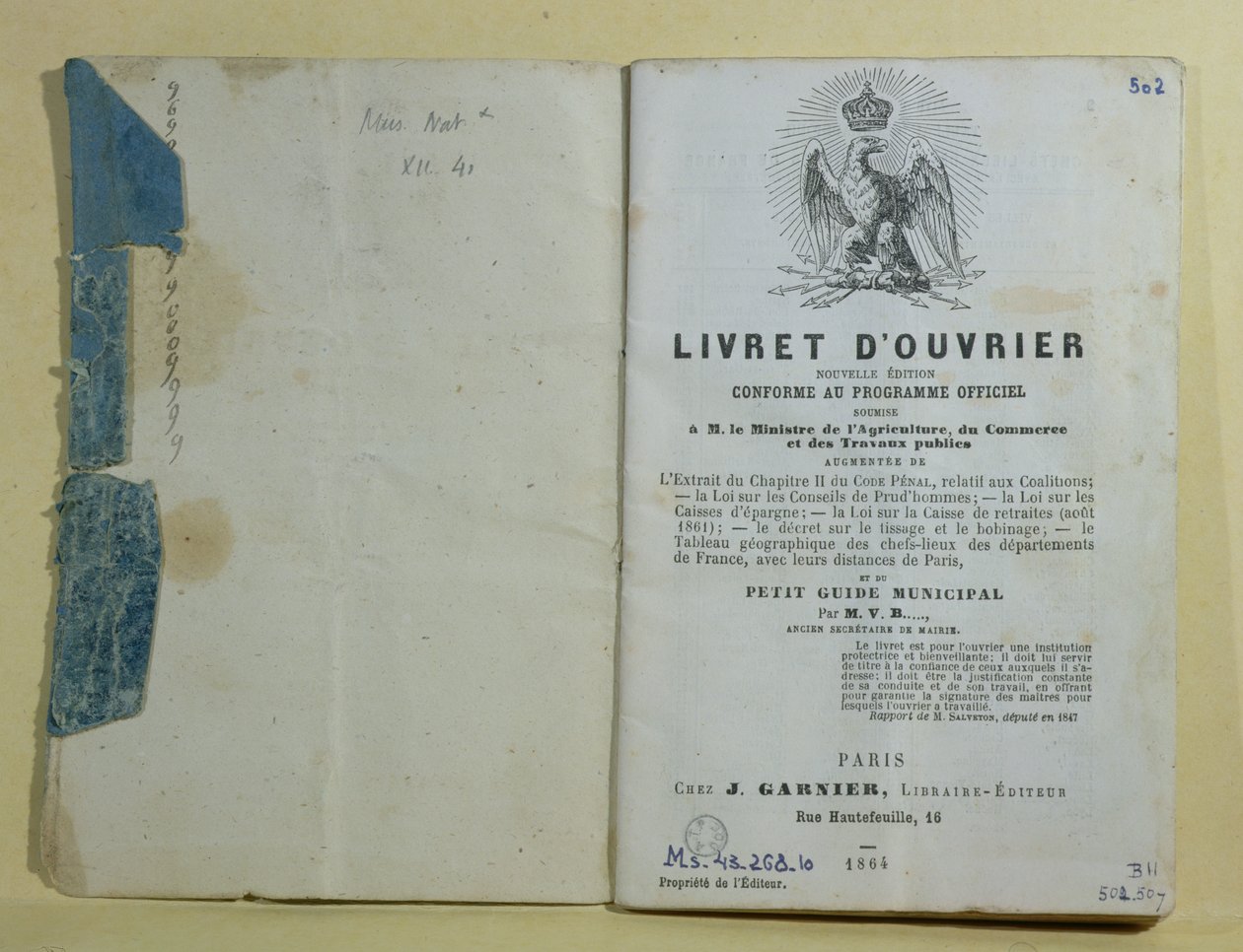 女士43.268.10 Livret dOuvrier的主题，1864年 作者 法语学校